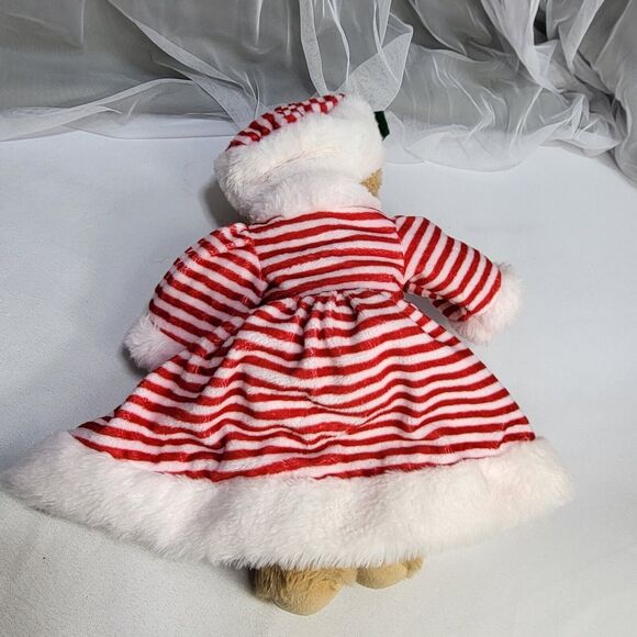 Hobby Lobby Christmas Bear Red White Stripe Dress Soft Stuffed Plush Animal 13" - Picture 2 of 9